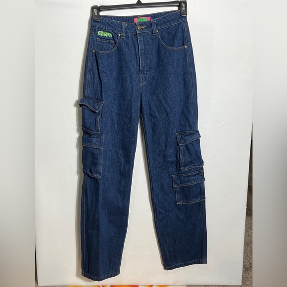 Empyre Tori Denim Cargo Jeans Baggy High waist sz 2 - Picture 1 of 13